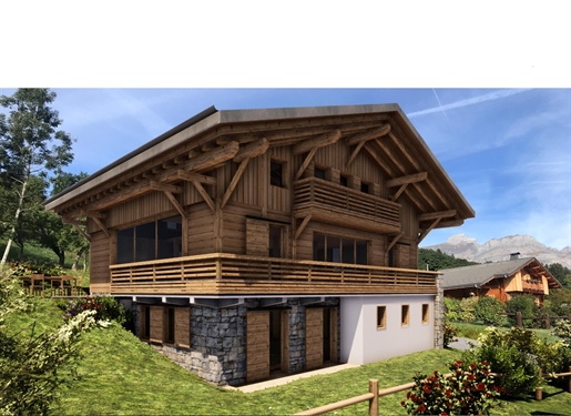 Two off plan 5 bedroom chalets with superb Mount Blanc views, near resort centre of Combloux (A)