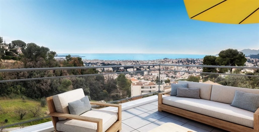 For sale - near Cannes - 5 rooms new top floor sea view terraces and garages
