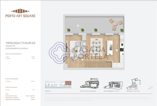 Duplex met 3 slaapkamers en terras Centro Porto