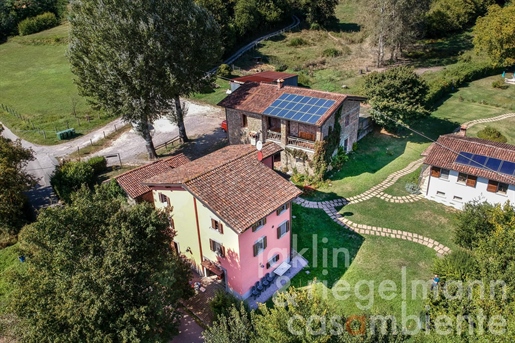 Ferme dans l'arrière-pays de Lucca en Toscane avec plusieurs maisons, piscine, équitation et 14 hect