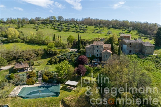 Tastefully restored farmhouse with infinity pool and 2 outbuildings to restore near Città di Castell