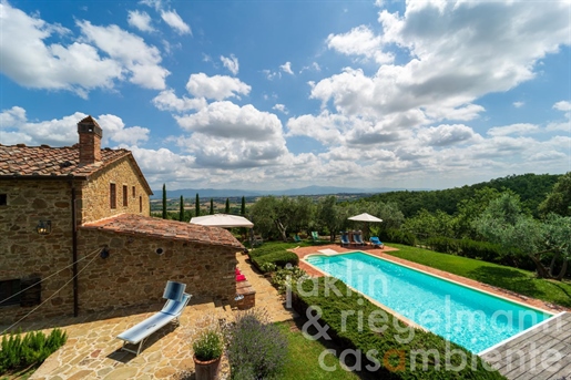 Beautiful Tuscan stone house near Monte San Savino with pool, olive grove and view of the Valdichian