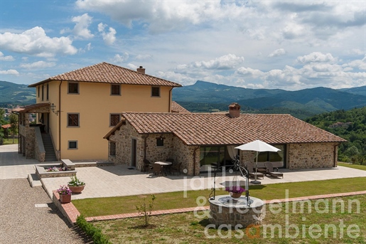 Representative villa with two outbuildings, pool and 30 ha of land in Casentino