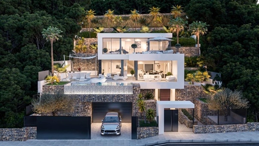 Contemporary and opulent, this four-bedroom, five-bathroom villa in Calpe boasts extraordinary sea v