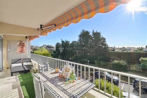 Sole Agent - Antibes Badine - 2 rooms apartment with large terrace and sea view. Parking, pool and c