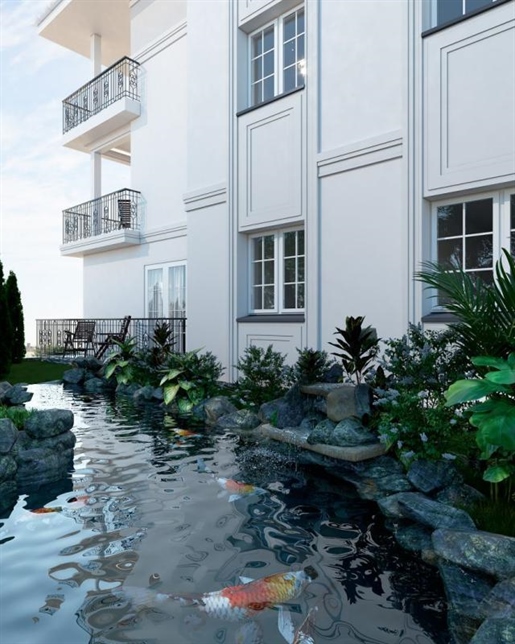 Большая квартира с террасой в новостройке аутентичной архитектуры с бассейном рядом с морем и Опатие