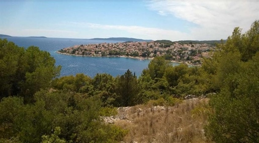 Land plot 300 meters from the shore on a hill with a magnificent sea panorama, Ciovo, Croatia