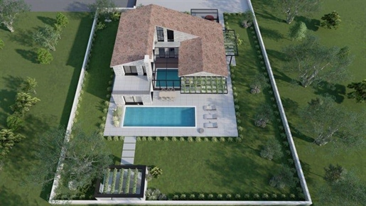 Designer villa with indoor pool and open sea and mountain views in Brtonigla area of Michelin restau