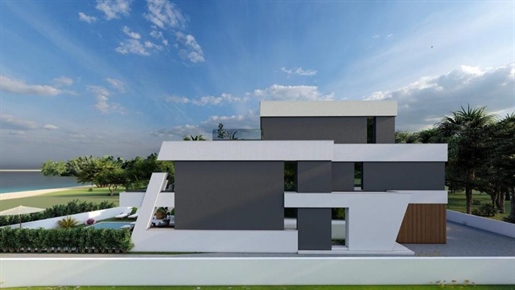 Luxury villa on the first row to the sea in Zadar area, high-tech beauty under construction