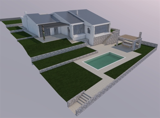 First line across the green belt villa with the pool, Krk - project for renovation