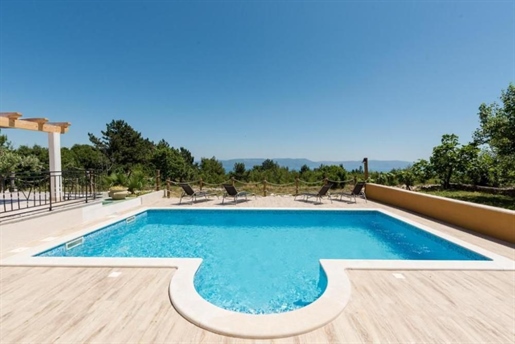Super Anwesen mit Schwimmbad in Rabac, Labin, Panoramablick auf das Meer