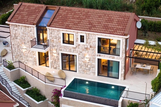 Luxury design stone villa for sale in Dubrovnik area, 15 meters from the sea