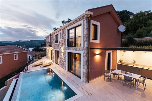Luxury design stone villa for sale in Dubrovnik area, 15 meters from the sea