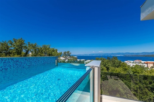 Luxury penthouse with pool and panoramic sea view in Malinska