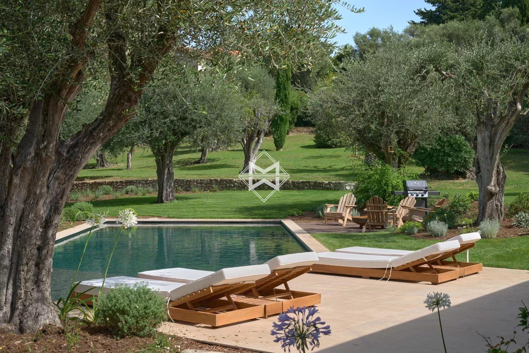 Rare, view on the hill of the village of Mougins.