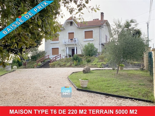 House type T6 of 220 m2 near Barbotan Land 5000 m2