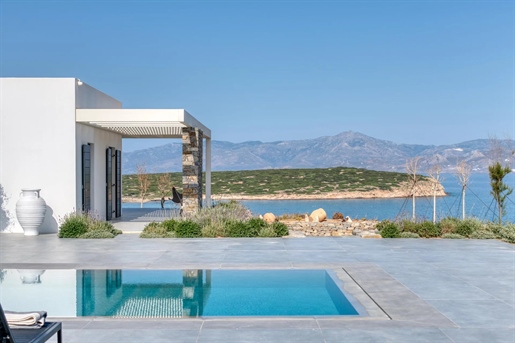 Villa with a guest house for sale in Filizi are of Paros island, in first line of sea with open sea