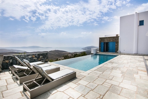Luxury Villa in Pefkos, Skyros: Breathtaking View, Three Independent Apartments, Heated Pool, Furnit