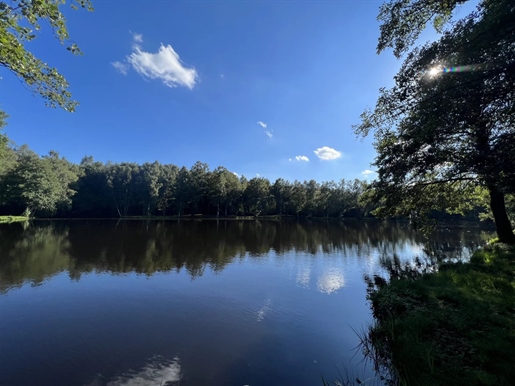 Nice pond with a small house in Normandy