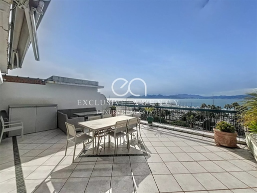 Cannes Croisette appartement 128m² met zeezicht, terrassen en garage