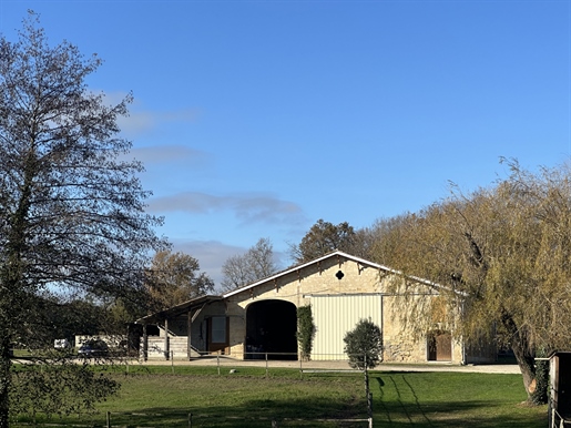 A 20 min de Saint-André-de-Cubzac, sur 5,5 hectares, propriété équestre avec 2 maisons mitoyennes