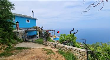 For sale detached house with stunning Aegean view in Tsagarada Pelion