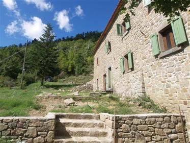 Kamienny dom na wzgórzach między Cortoną, Castiglion Fiorentino i Citta di Castello