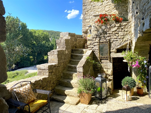 Cèze valley, Montclus, village among the most beautiful in France, house of character, 16th century,