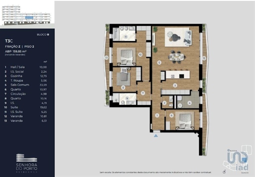 Appartement T3 à Porto de 159,00 m²