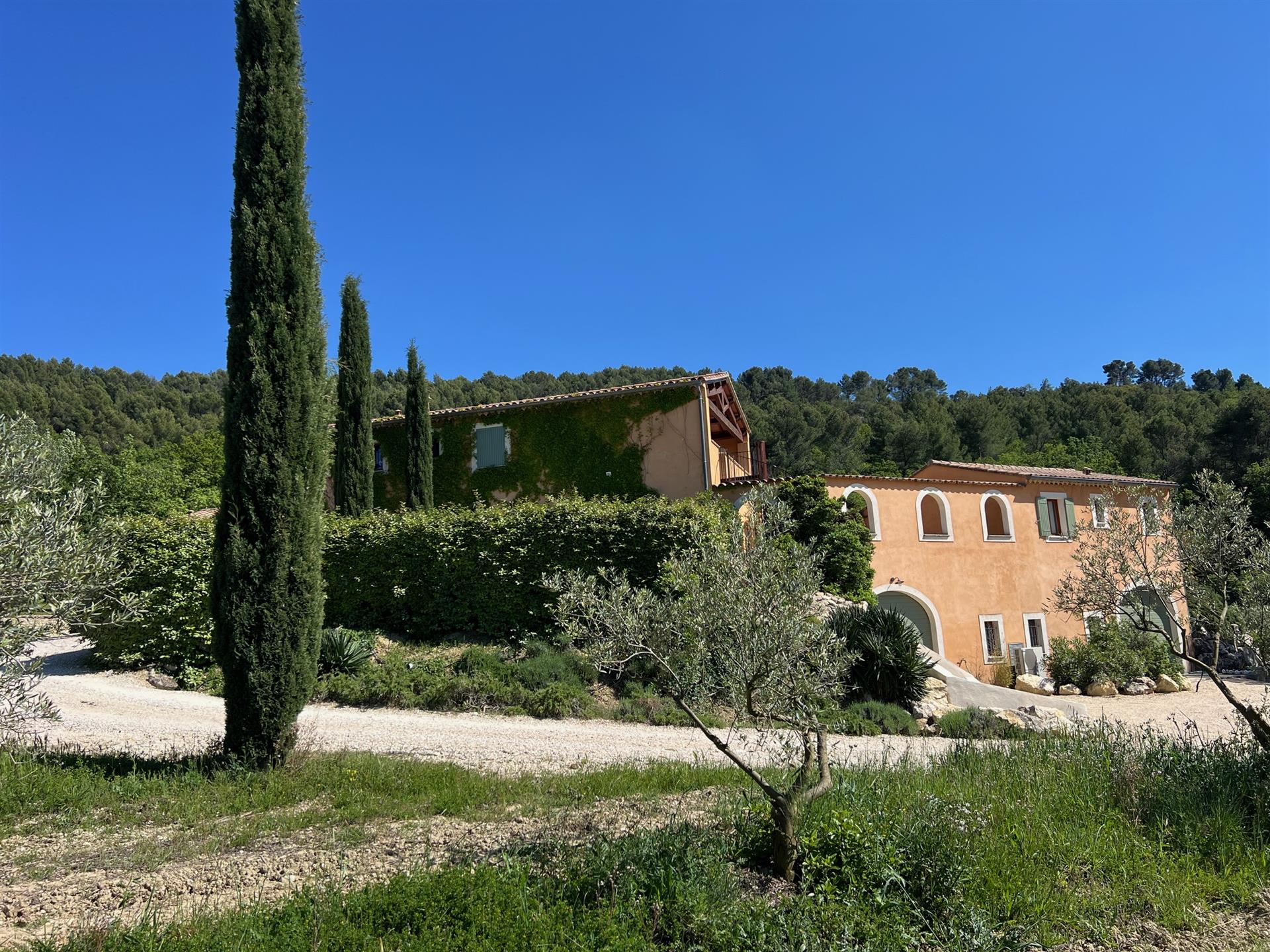 Olive and vine estate for sale in Pernes les Fontaines wis a farmhouse and 3 cottages with a panoram