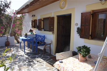 Dobře udržované domů s olivového háje v Řecku, ostrov KARPATHOS 