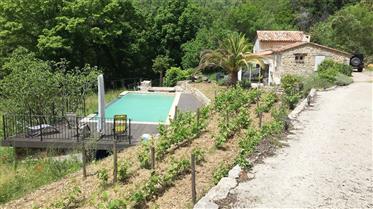 Belle villa provençale en pierre avec une grande piscine à distance de marche de Claviérs