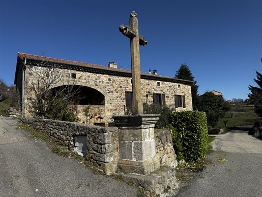 Dorfhaus aus Ardèche-Stein mit 6.000 m2 angrenzendem Grundstück