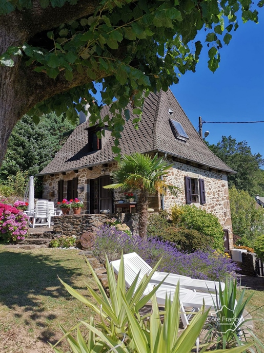 Prachtig typisch Auvergne huis te koop met uitzonderlijk mooie tuin en uitzicht, Sansac Vein