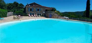  Large stone Mas with beautiful swimming pool and breathtaking view of the Cevennes