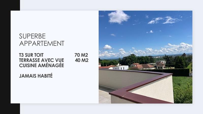 Appartement à vendre 3 pièces Rillieux La Pape (69) - Appartement toit terrasse - Neuf - terrasse de
