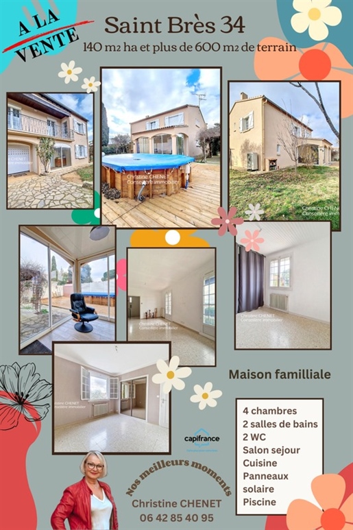 Dpt Hérault (34), à vendre Saint-Brès maison type 6 de 140 m² - Terrain de 628 m2