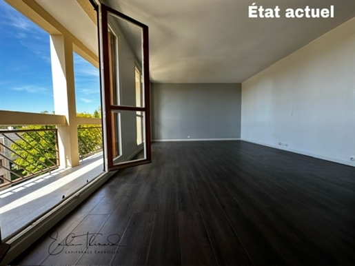Dpt Oise (60), te koop Chantilly appartement 84m2 te renoveren - Licht met balkon - rustig - 3 slpk