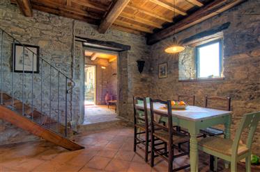 Typický toskánský dům v Kameni v charakteristické zemi.