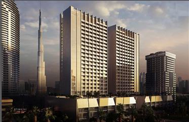 Fullt möblerad studio med utsikt över Burj Khalifa
