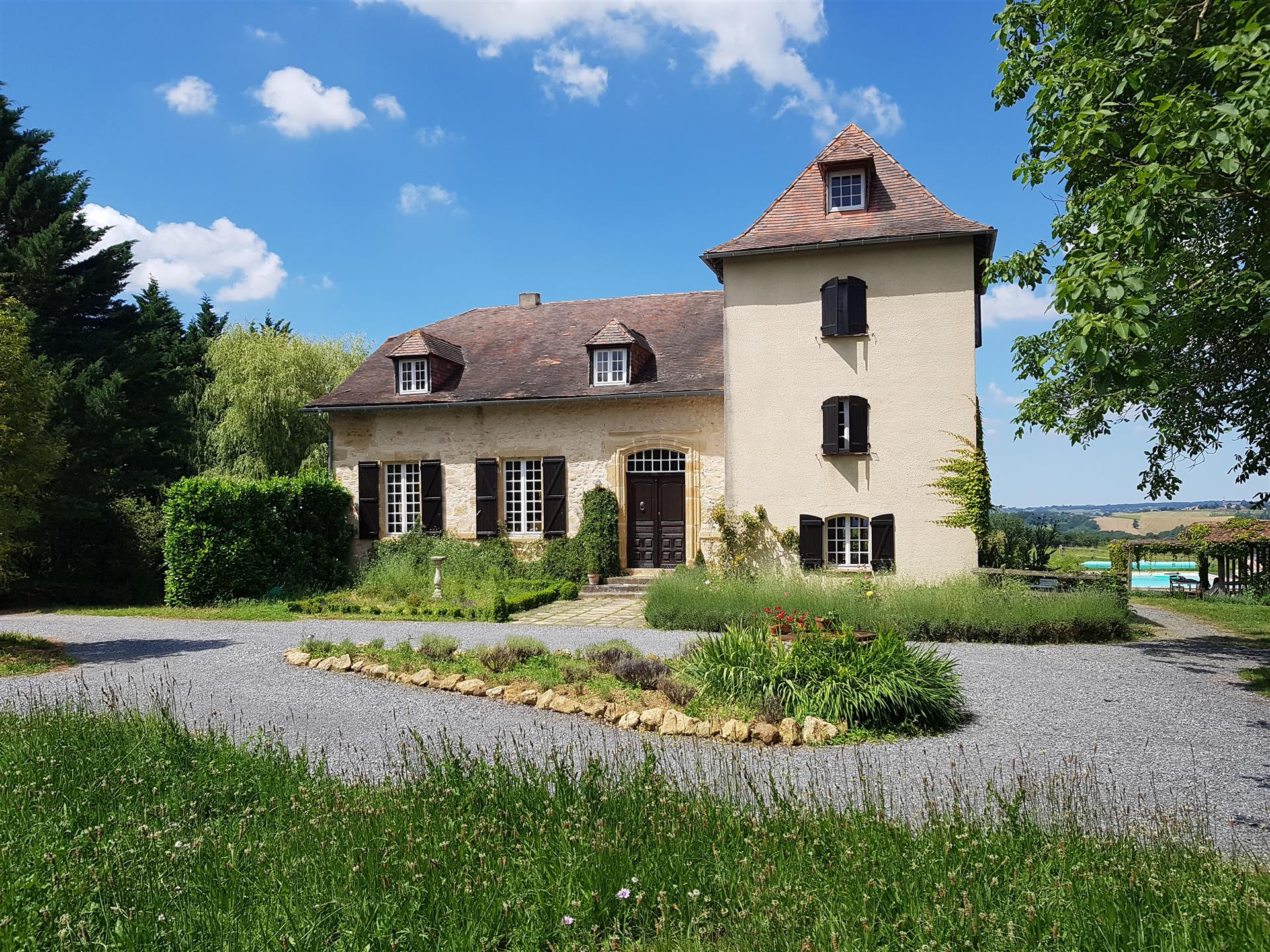 Superb 18thC  secluded Manor House with views, land & outbuildings near Marciac