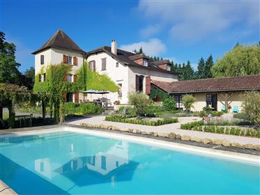 Superb 18thC  secluded Manor House with views, land & outbuildings near Marciac