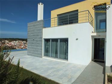 Moderní vila s výhledem na bazén lagoa Foz do Arelho s náplní v ceně