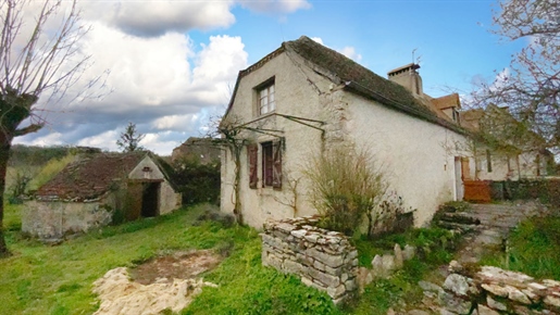 Exclusive ! Old property in need of restoration, house with 3 rooms + attic, outbuildings, garden 58